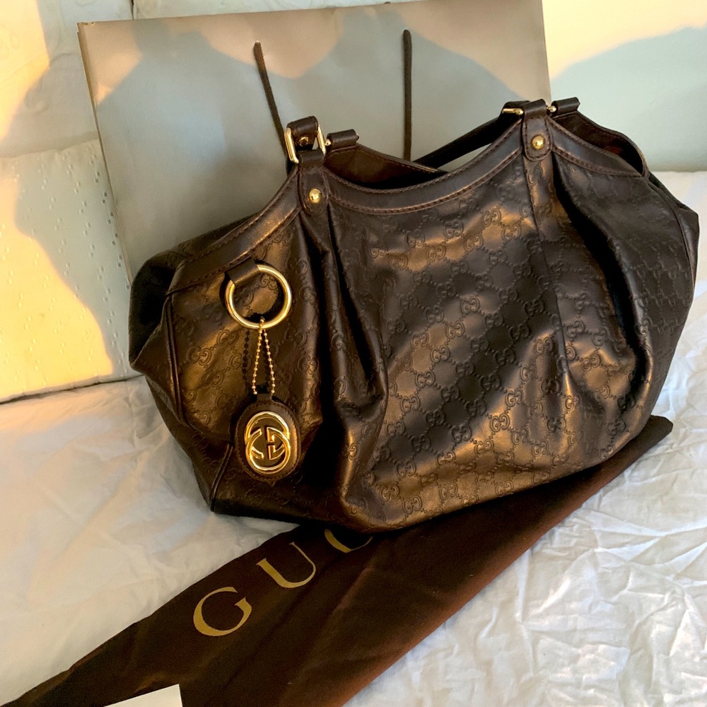 Authentic XL leather/brown Gucci Hobo bag